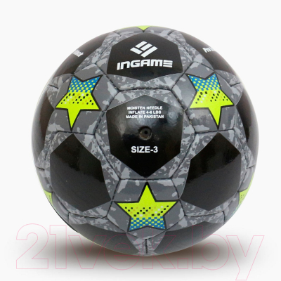 Футбольный мяч Ingame Pro Black (размер 3, черный/желтый/голубой)