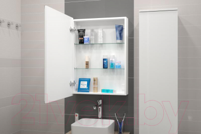 Шкаф с зеркалом для ванной Misty Алюр 60x80 L / МВК004