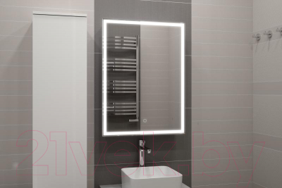 Шкаф с зеркалом для ванной Misty Алюр 60x80 R / МВК005 (с розеткой)