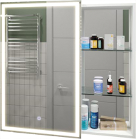 Шкаф с зеркалом для ванной Misty Аперио 80x80 L / МВК006 (с розеткой) - 