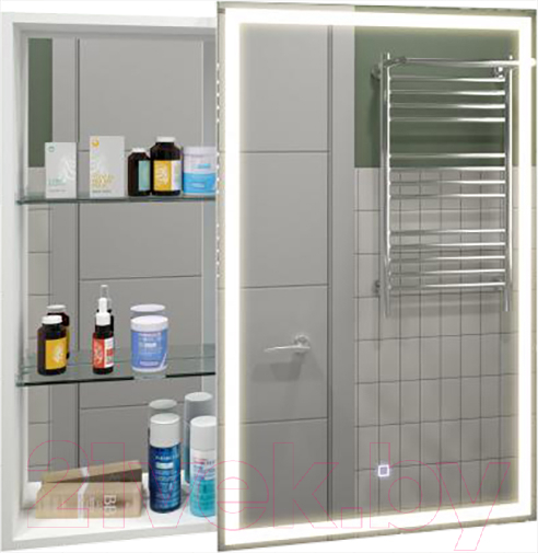 Шкаф с зеркалом для ванной Misty Аперио 80x80 R / МВК007
