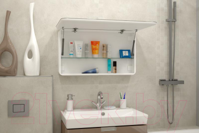 Шкаф с зеркалом для ванной Misty Токио 90x53 / МВК010 (с розеткой)
