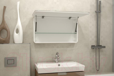Шкаф с зеркалом для ванной Misty Токио 90x53 / МВК010 (с розеткой)