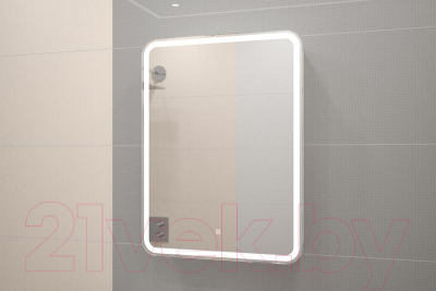 Шкаф с зеркалом для ванной Misty Элиот 60x80 L / МВК017 (с розеткой)