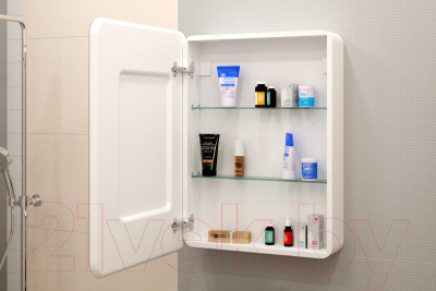 Шкаф с зеркалом для ванной Misty Элиот 60x80 L / МВК017 (с розеткой)