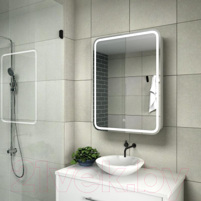 Шкаф с зеркалом для ванной Misty Элиот 60x80 R / МВК018 (с розеткой)
