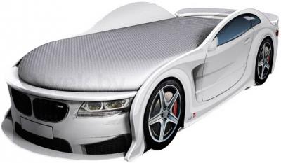 Стилизованная кровать детская МебеЛев BMW-М (белая) - общий вид
