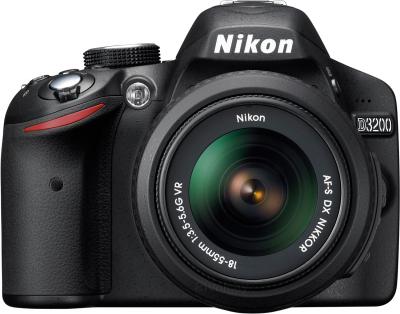 Зеркальный фотоаппарат Nikon D3200 Kit 18-55mm II (черный) - вид спереди