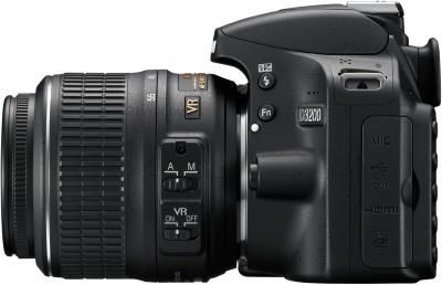 Зеркальный фотоаппарат Nikon D3200 Kit 18-55mm II (черный) - вид сбоку