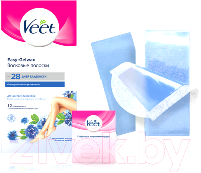 Восковые полоски Veet Easy Gel Wax для чувствительной кожи (12шт)