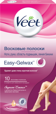 Набор для депиляции Veet Gel-Wax для чувствит. кожи аромат бархатной розы с эфирн.маслами (10шт)