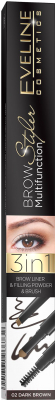 Карандаш для бровей Eveline Cosmetics Brow Styler Multifunction 3 в 1 02 темно-коричневый
