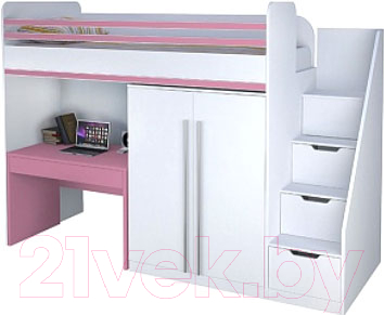 Письменный стол Polini Kids City (розовый) - пример установки