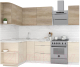 Кухонный гарнитур Интермебель Микс Топ-14 1.9x1.6м левая (дуб каньон/вудлайн кремовый/венато) - 