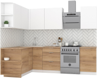 Готовая кухня Интермебель Микс Топ-15 2x1.6м левая (белый премиум/дуб крафт золотой/венато) - 