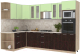 Кухонный гарнитур Интерлиния Мила 1.68x3.0 левая (салатовый/дуб венге/малага) - 