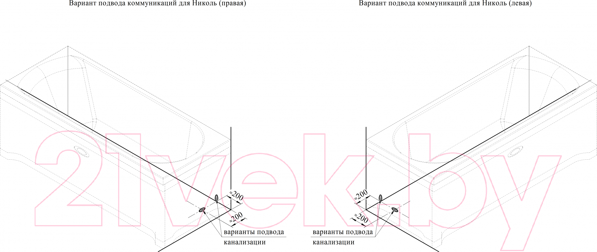 Ванна акриловая Vannesa Николь 180x80 / 2-01-0-0-1-210Ч