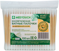 Ватные палочки Medicalfort Medtouch Косметические на деревянной основе (100шт) - 