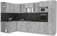 Кухонный гарнитур Интерлиния Мила 1.68x3.4 левая (бетон/кастилло темный) - 