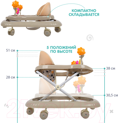 Ходунки Alis Fly C 7 с силиконовыми колесами (бежевый)