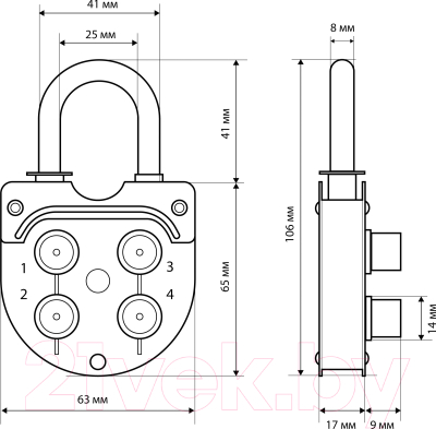 Изображение товара Замок навесной Стандарт ВС2-6К