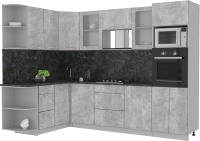 Кухонный гарнитур Интерлиния Мила 1.68x2.8 левая (бетон/кастилло темный) - 