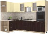Кухонный гарнитур Интерлиния Мила 1.68x2.8 левая (ваниль/дуб венге/малага) - 