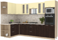 Кухонный гарнитур Интерлиния Мила 1.68x3.0 левая (ваниль/дуб венге/малага) - 