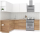 Кухонный гарнитур Интермебель Микс Топ-17 1.9x1.7м левая (белый премиум/дуб крафт золотой/венато) - 