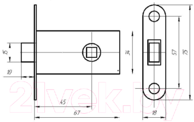 Изображение товара Защелка врезная Волмет ЗЩ1-5-07-10/1.2 (белый)