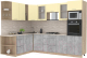 Кухонный гарнитур Интерлиния Мила 1.88x2.8 левая (ваниль/бетон/травертин) - 