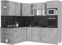Кухонный гарнитур Интерлиния Мила 1.88x2.4 левая (бетон/бетон/кастилло темный) - 