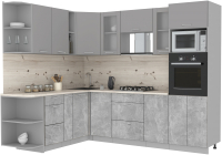 Кухонный гарнитур Интерлиния Мила 1.88x2.6 левая (серебристый/бетон/бискайская сосна) - 