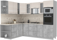 Готовая кухня Интерлиния Мила 1.88x2.6 левая (вудлайн кремовый/бетон/бискайская сосна) - 