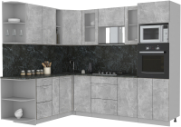 Кухонный гарнитур Интерлиния Мила 1.88x2.6 левая (бетон/бетон/кастилло темный) - 