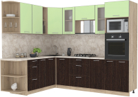 Кухонный гарнитур Интерлиния Мила 1.88x2.6 левая (салатовый/дуб венге/малага) - 