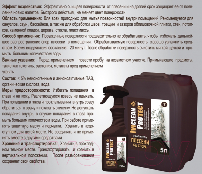 Средство для удаления плесени IVIclean Protect Без хлора (750мл)