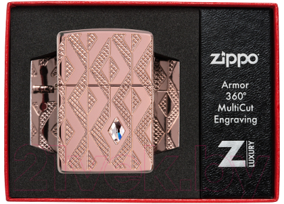 Зажигалка Zippo Armor Geometric Diamond Pattern Design / 49702 (розовое золото)
