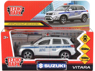 Автомобиль игрушечный Технопарк Suzuki Vitara Полиция / VITARA-12POL-SR (серебристый)