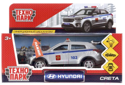 Автомобиль игрушечный Технопарк Hyundai Creta Полиция / CRETA-P-SL