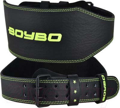 Пояс для пауэрлифтинга BoyBo Premium (L, черный/зеленый)
