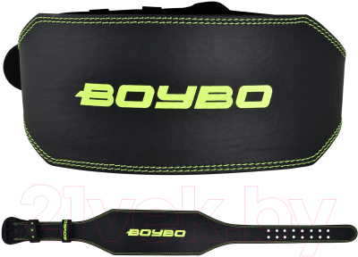 Пояс для пауэрлифтинга BoyBo Premium (XXL, черный/зеленый)