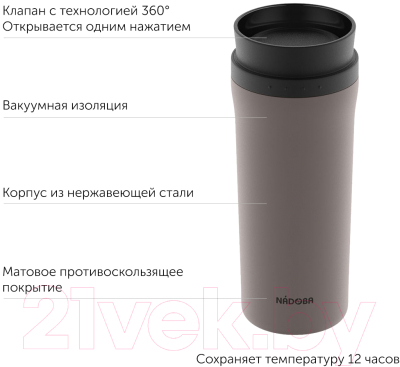 Термокружка Nadoba Juta 735312 (серый)