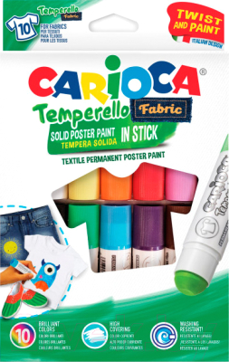Гелевые мелки Carioca Temperello Fabric / 42324 (10шт)