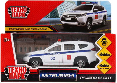 Автомобиль игрушечный Технопарк Mitsubishi Pajero Sport Полиция / PAJEROS-12POL-WH (белый)