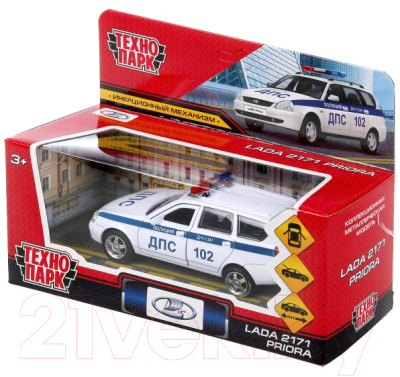 Автомобиль игрушечный Технопарк Lada Priora Полиция / PRIORAWAG-12POL-WH (белый)