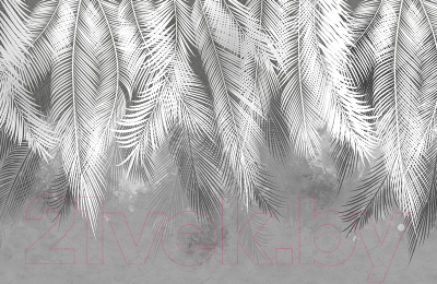 Фотообои листовые Citydecor Пальмовые листья серые гранж (400х260)
