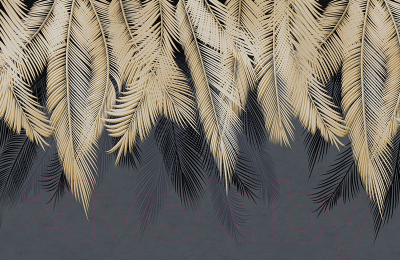 Фотообои листовые Citydecor Пальмовые листья (400х260, с оттенком золотой-синий)