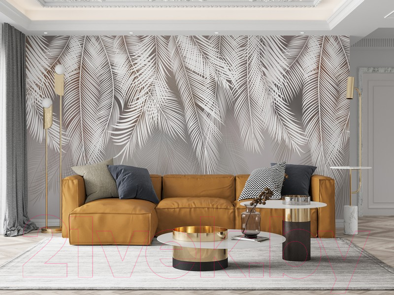 Фотообои листовые Citydecor Пальмовые листья с оттенком светло-серые (400х260) — фото 3