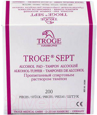 Салфетка спиртовая Troge Medical Sept №200 3x3см